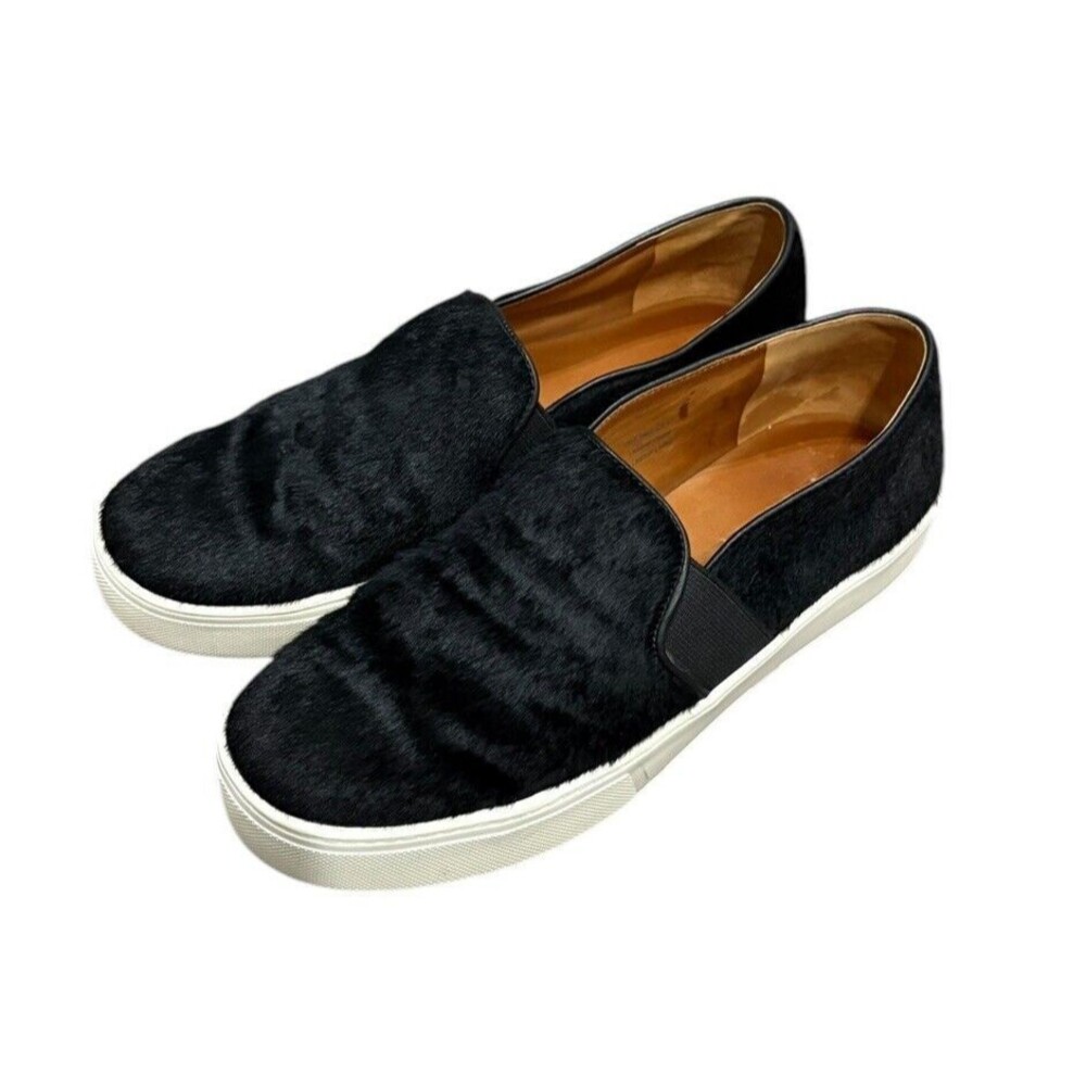 Vince Berlin Pony Hair‎ Calf Leather Slip On Sneakers Black Size 6.5